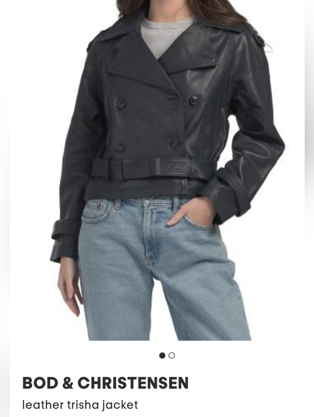 Midnight Blue Trisha Cropped Leather Jackwt